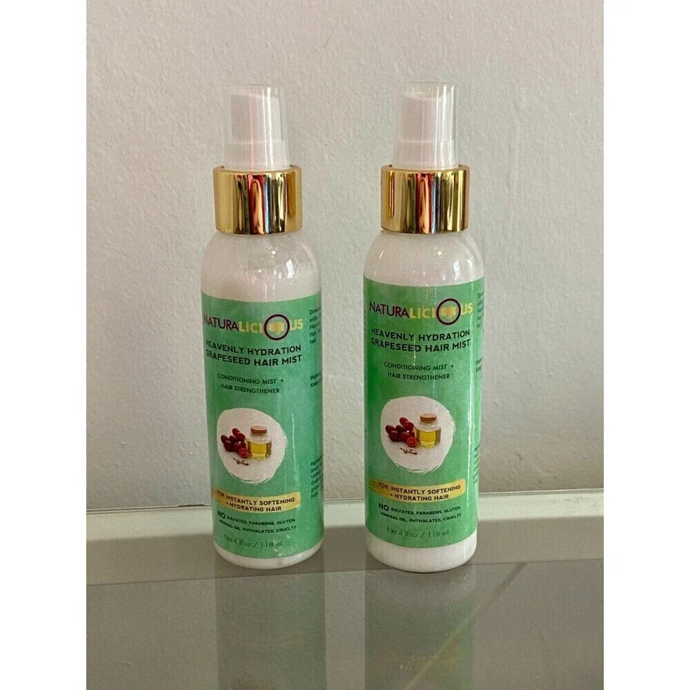 (2) Naturalicious Heavenly Hydration Grapeseed Hair Mist Conditioning 4oz NEW